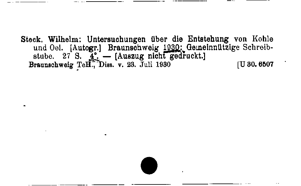 [Katalogkarte Dissertationenkatalog bis 1980]