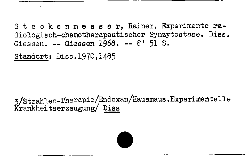 [Katalogkarte Dissertationenkatalog bis 1980]
