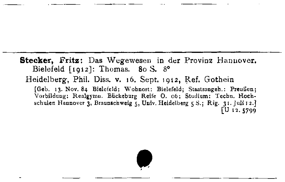 [Katalogkarte Dissertationenkatalog bis 1980]