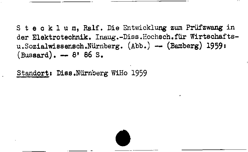 [Katalogkarte Dissertationenkatalog bis 1980]