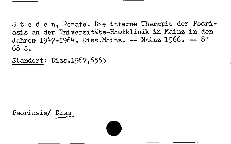 [Katalogkarte Dissertationenkatalog bis 1980]