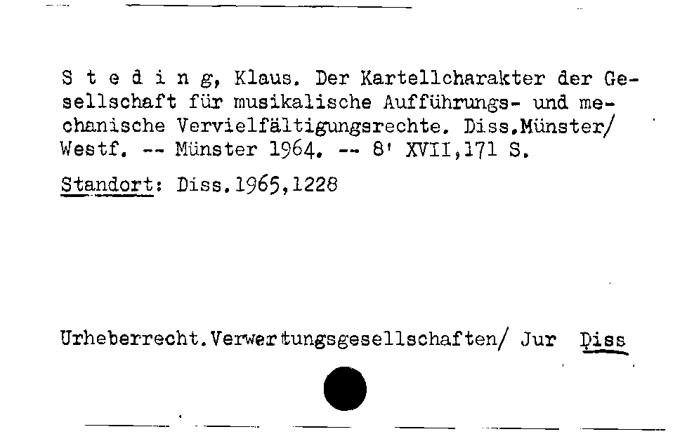 [Katalogkarte Dissertationenkatalog bis 1980]