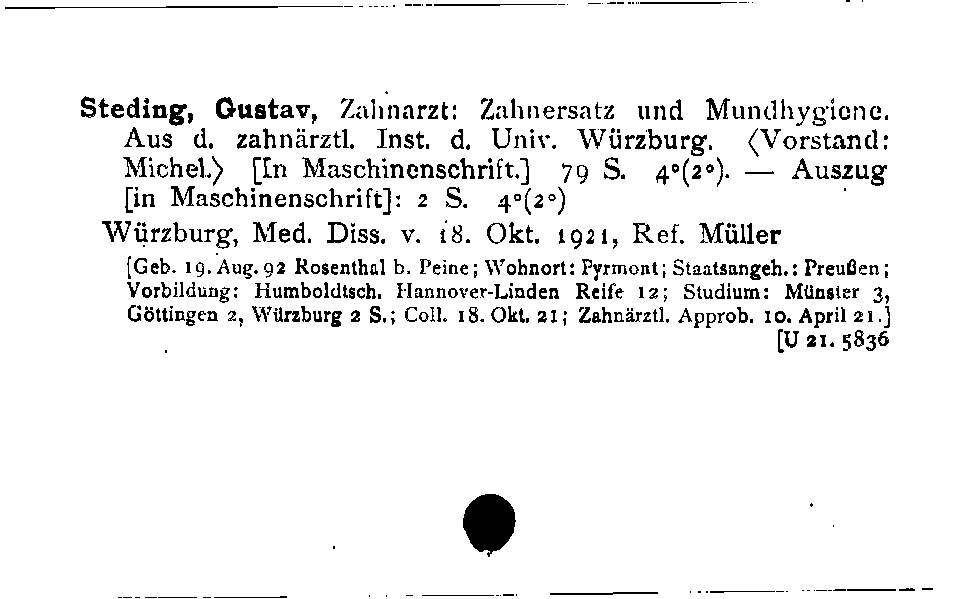 [Katalogkarte Dissertationenkatalog bis 1980]