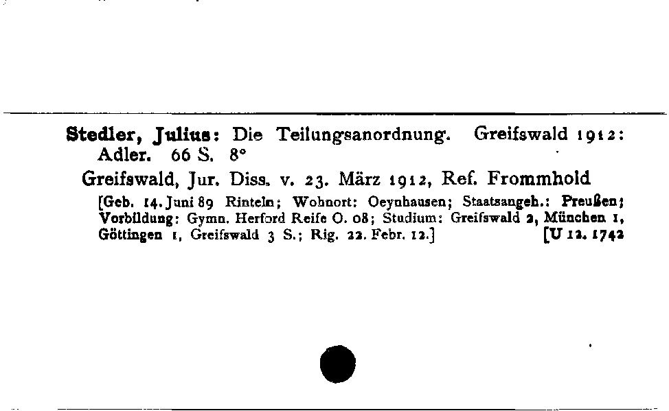[Katalogkarte Dissertationenkatalog bis 1980]