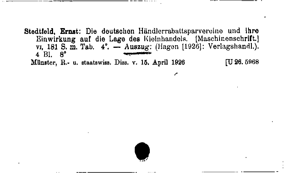 [Katalogkarte Dissertationenkatalog bis 1980]