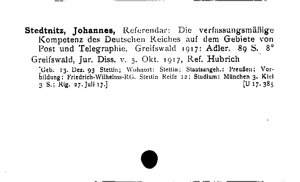 [Katalogkarte Dissertationenkatalog bis 1980]