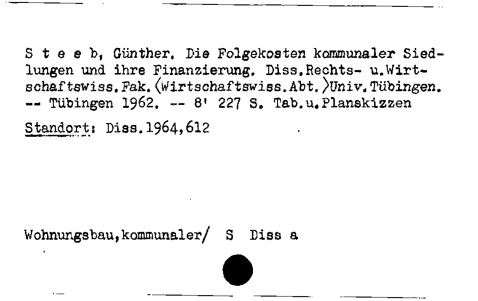 [Katalogkarte Dissertationenkatalog bis 1980]