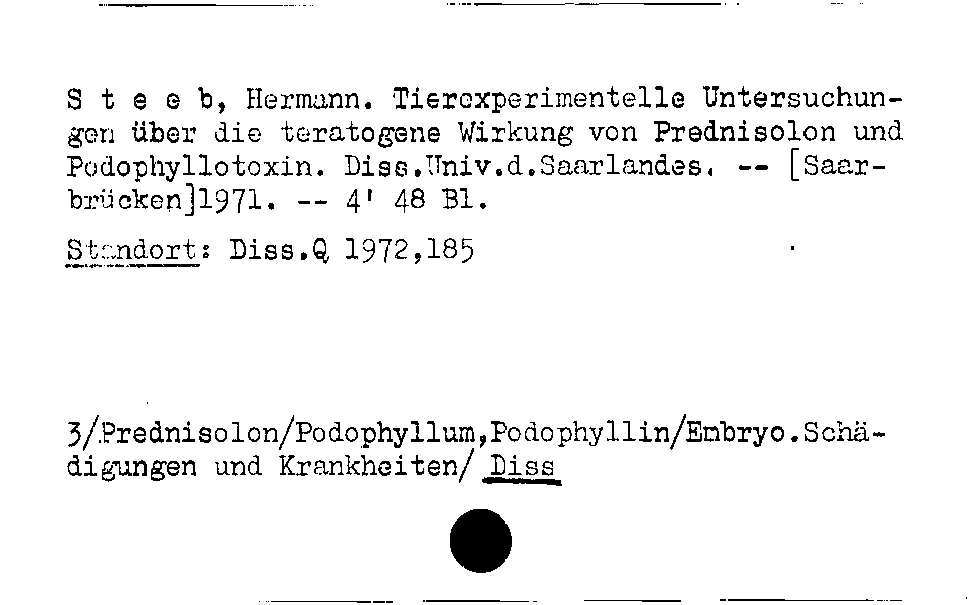 [Katalogkarte Dissertationenkatalog bis 1980]