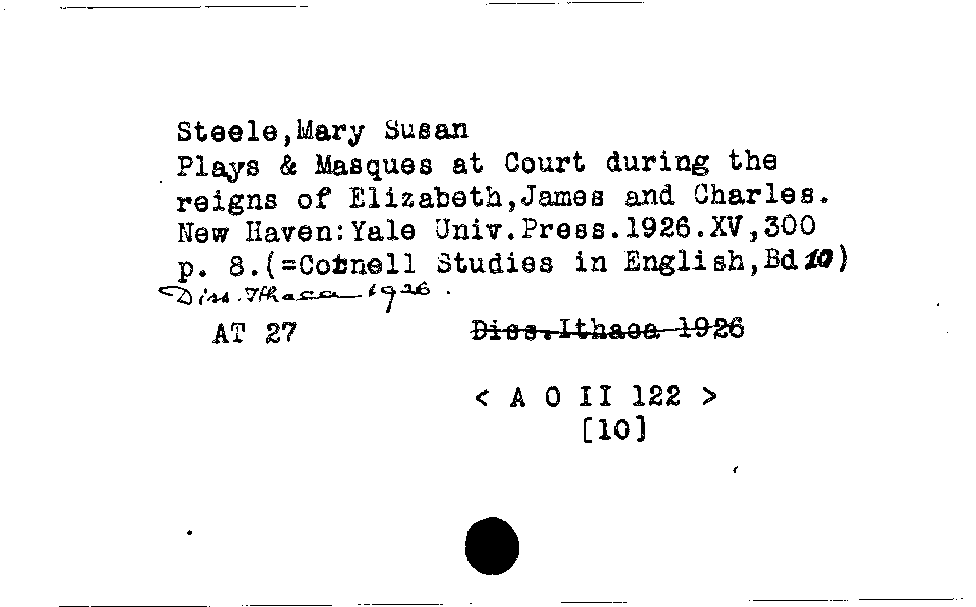[Katalogkarte Dissertationenkatalog bis 1980]