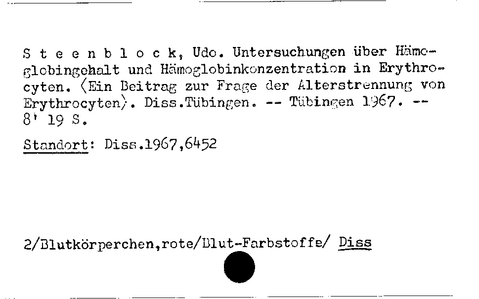 [Katalogkarte Dissertationenkatalog bis 1980]