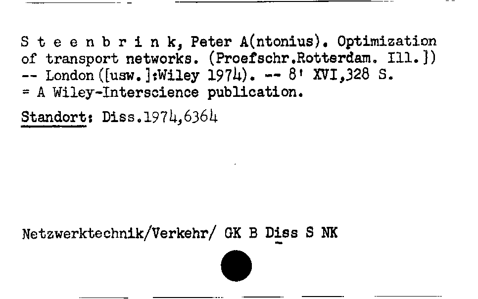 [Katalogkarte Dissertationenkatalog bis 1980]