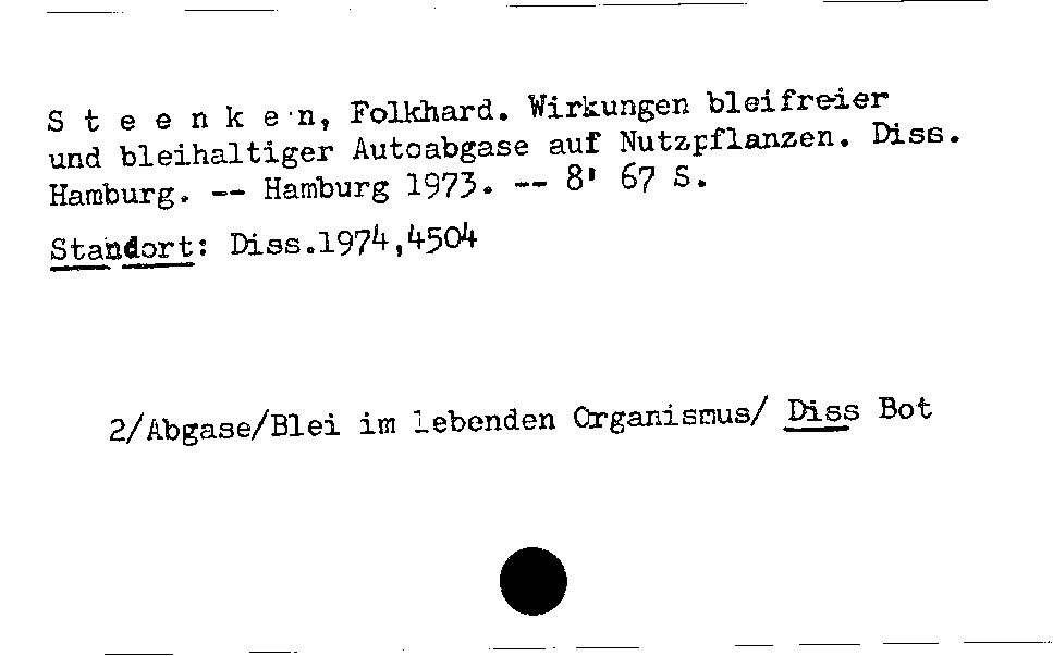 [Katalogkarte Dissertationenkatalog bis 1980]