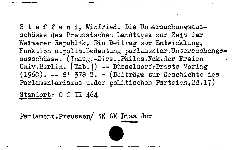 [Katalogkarte Dissertationenkatalog bis 1980]