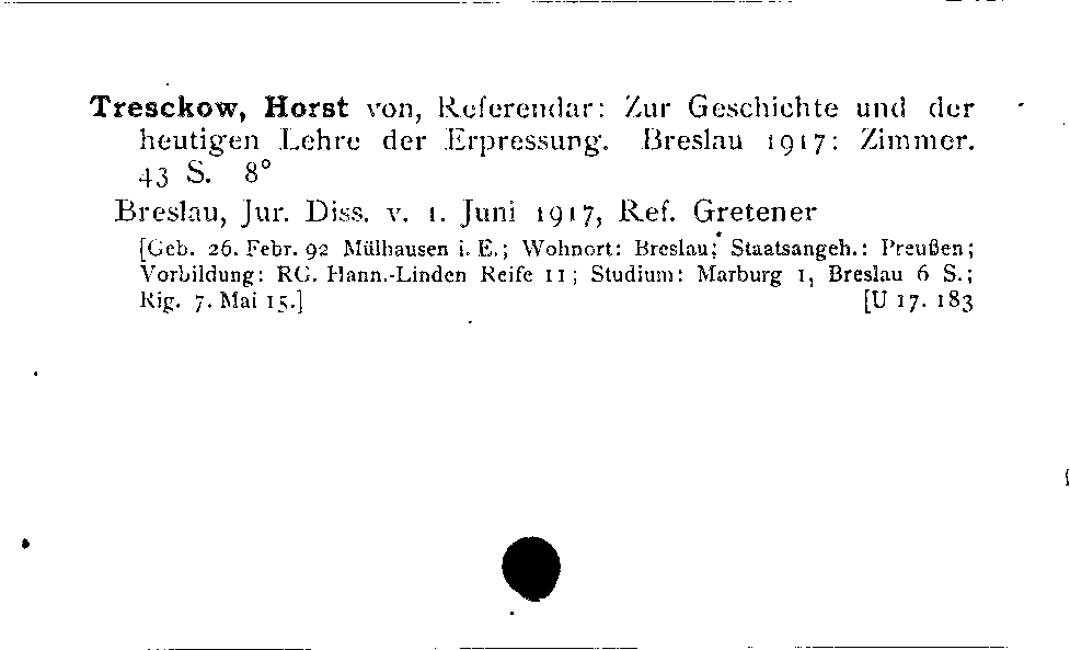 [Katalogkarte Dissertationenkatalog bis 1980]