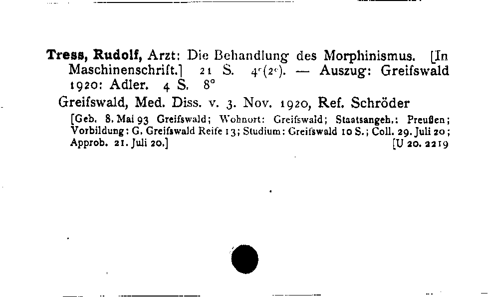 [Katalogkarte Dissertationenkatalog bis 1980]