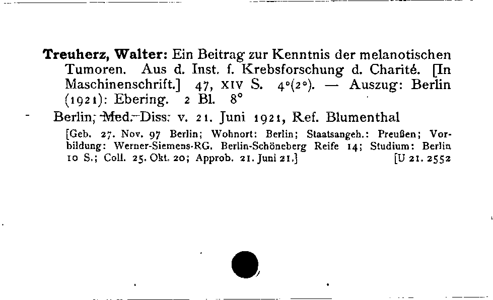 [Katalogkarte Dissertationenkatalog bis 1980]