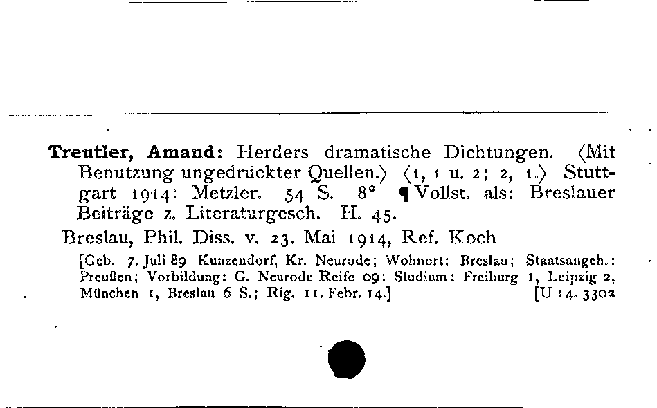 [Katalogkarte Dissertationenkatalog bis 1980]