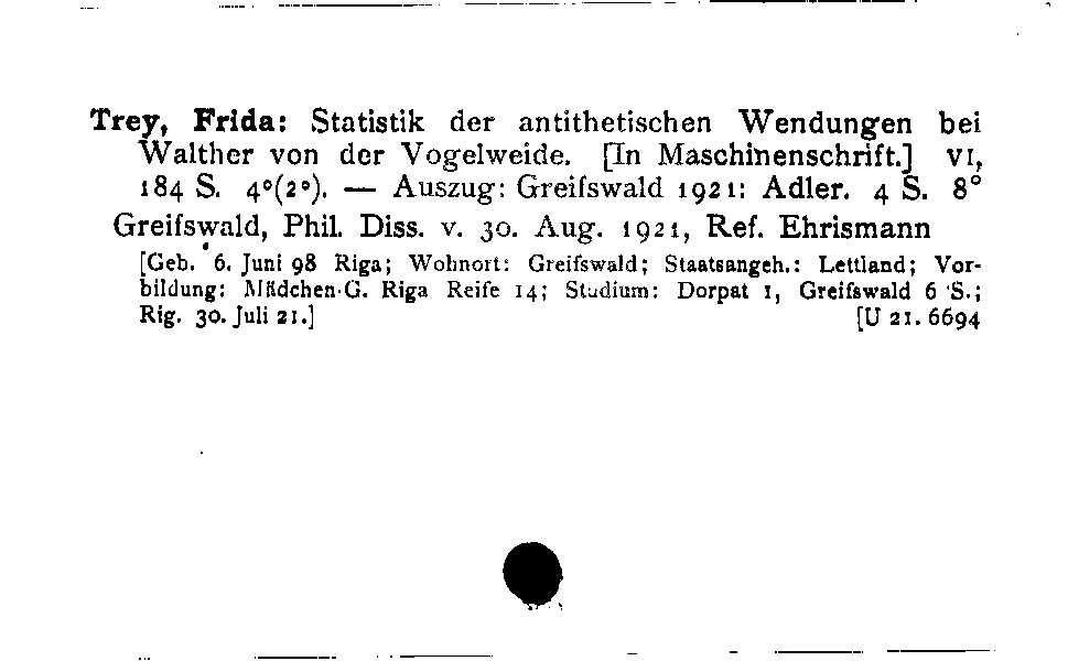 [Katalogkarte Dissertationenkatalog bis 1980]