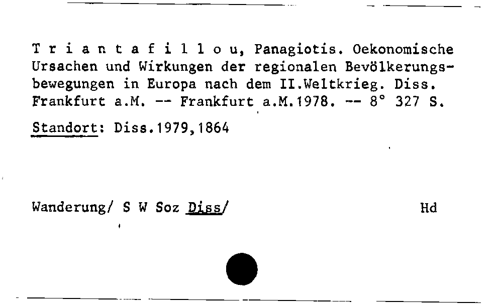 [Katalogkarte Dissertationenkatalog bis 1980]