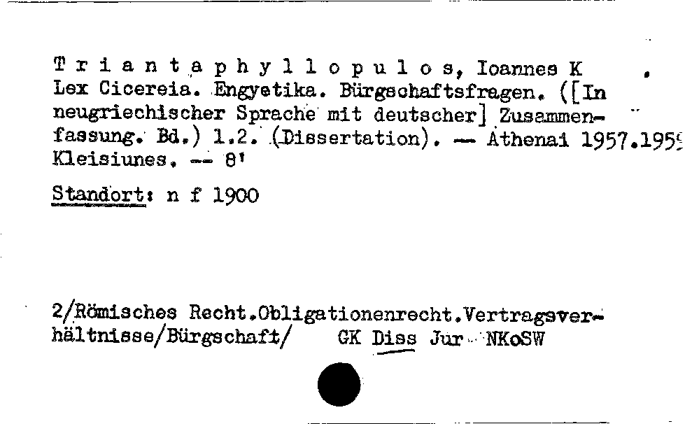 [Katalogkarte Dissertationenkatalog bis 1980]