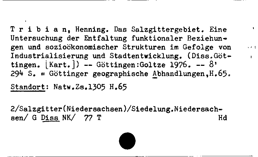 [Katalogkarte Dissertationenkatalog bis 1980]