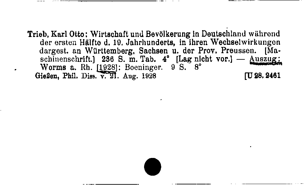 [Katalogkarte Dissertationenkatalog bis 1980]