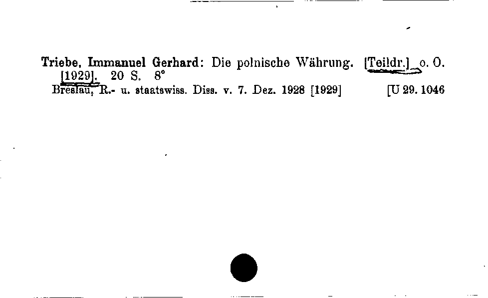 [Katalogkarte Dissertationenkatalog bis 1980]