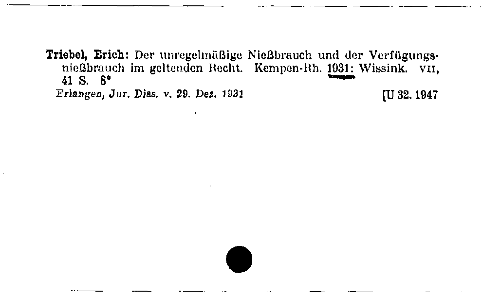 [Katalogkarte Dissertationenkatalog bis 1980]