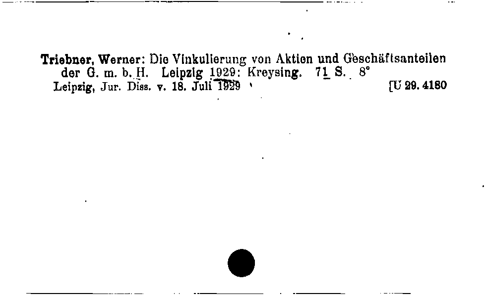 [Katalogkarte Dissertationenkatalog bis 1980]