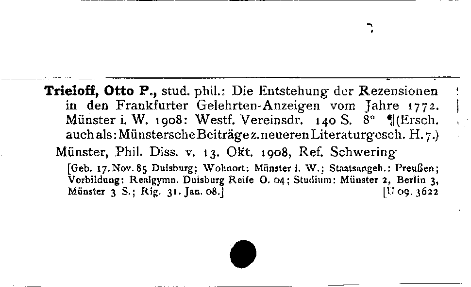 [Katalogkarte Dissertationenkatalog bis 1980]