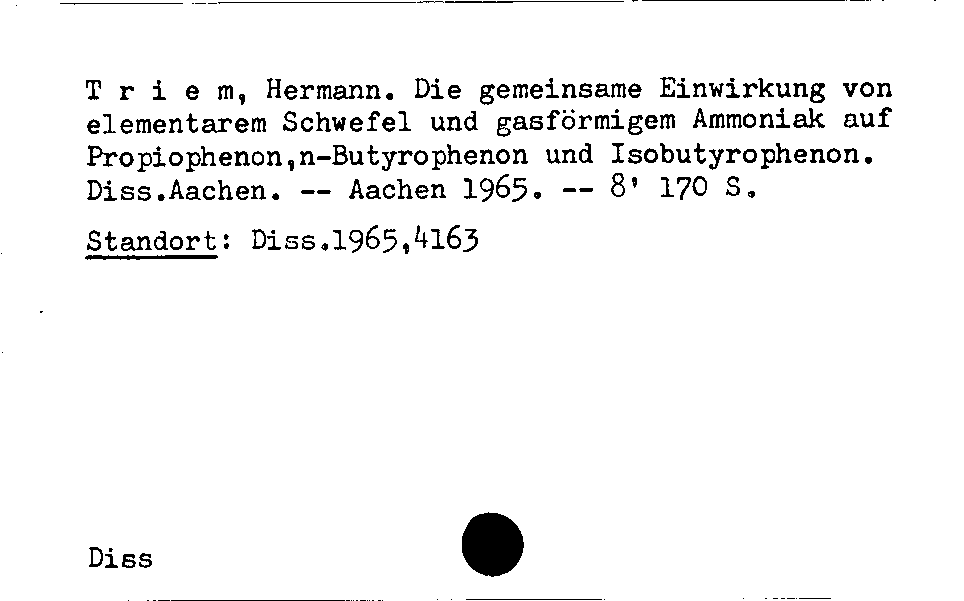 [Katalogkarte Dissertationenkatalog bis 1980]