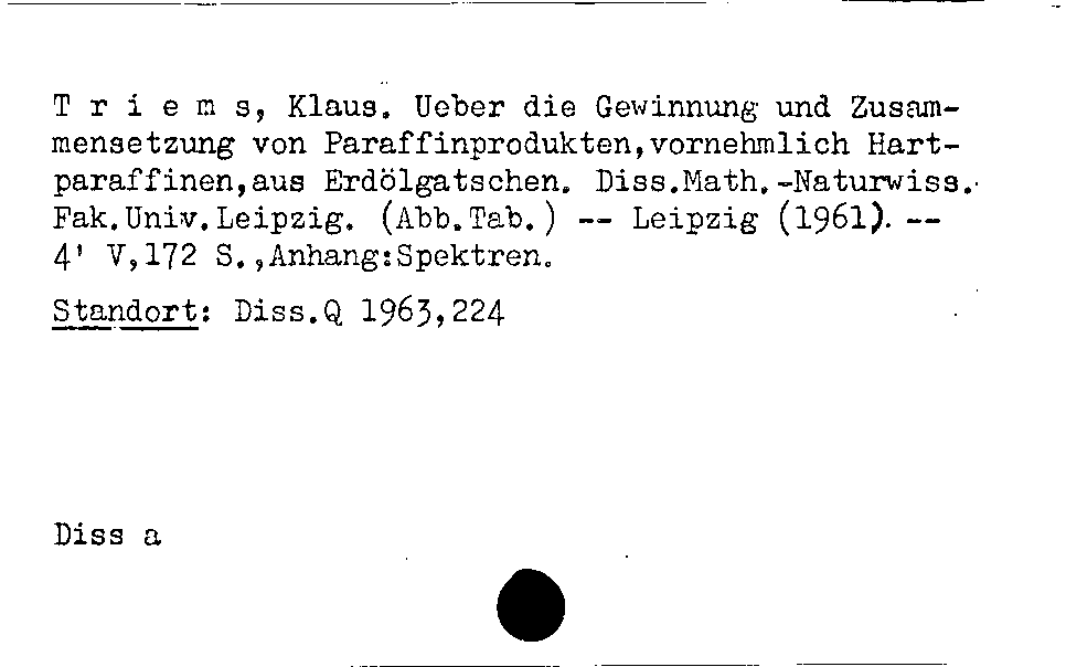 [Katalogkarte Dissertationenkatalog bis 1980]