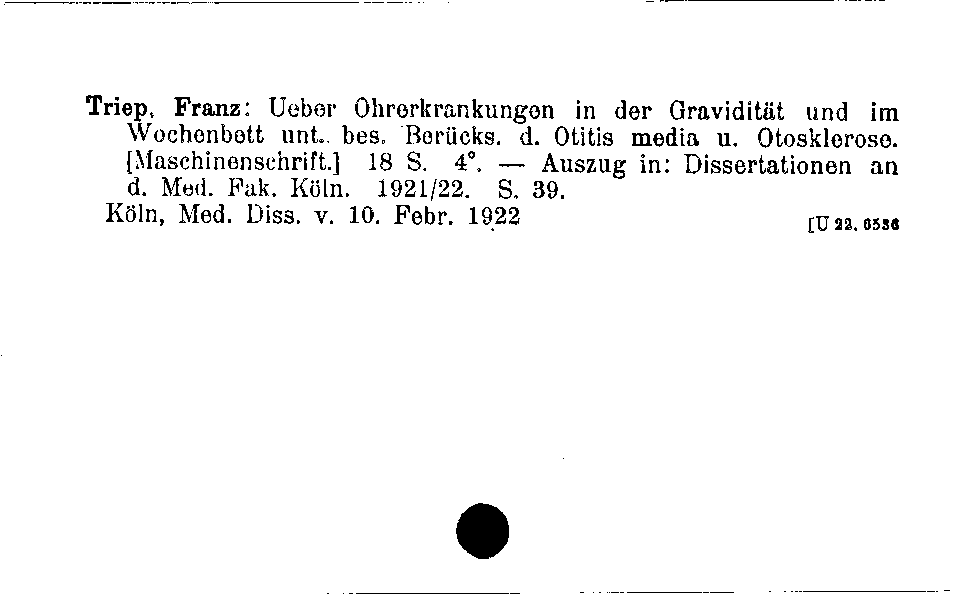 [Katalogkarte Dissertationenkatalog bis 1980]