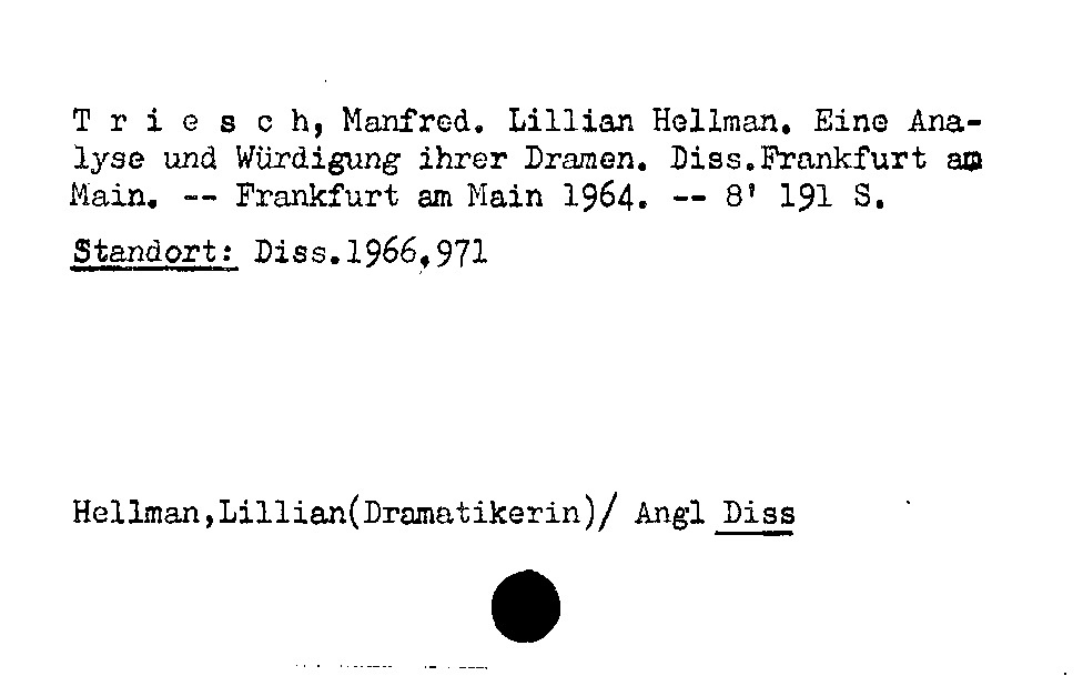 [Katalogkarte Dissertationenkatalog bis 1980]