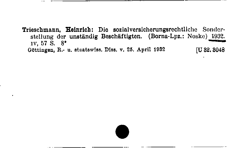 [Katalogkarte Dissertationenkatalog bis 1980]