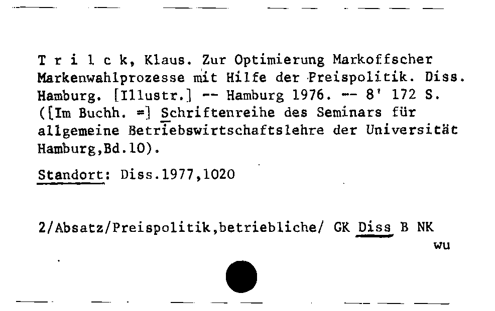 [Katalogkarte Dissertationenkatalog bis 1980]