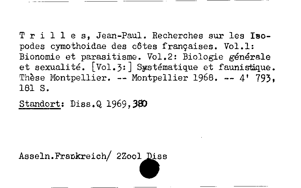 [Katalogkarte Dissertationenkatalog bis 1980]