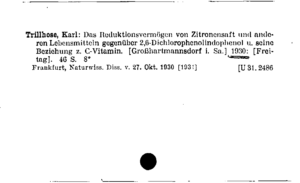 [Katalogkarte Dissertationenkatalog bis 1980]