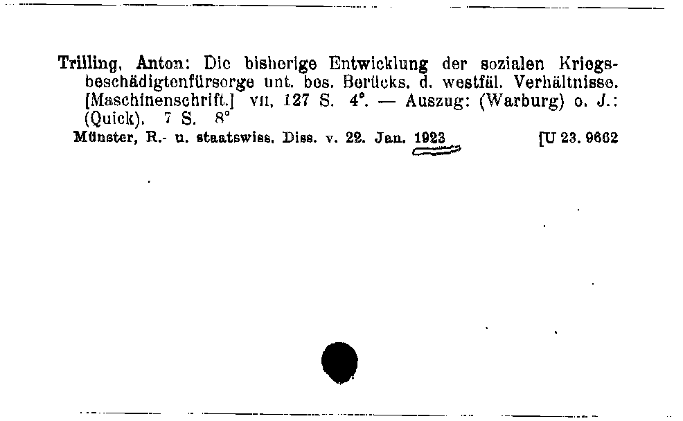 [Katalogkarte Dissertationenkatalog bis 1980]