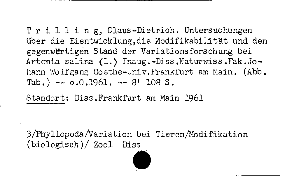 [Katalogkarte Dissertationenkatalog bis 1980]