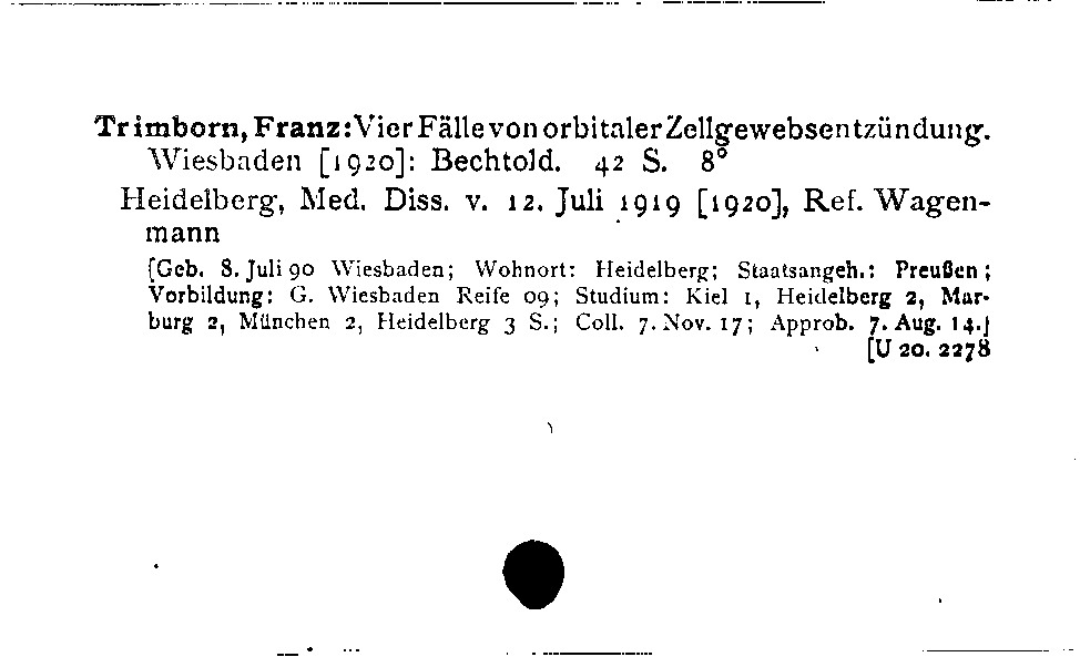 [Katalogkarte Dissertationenkatalog bis 1980]