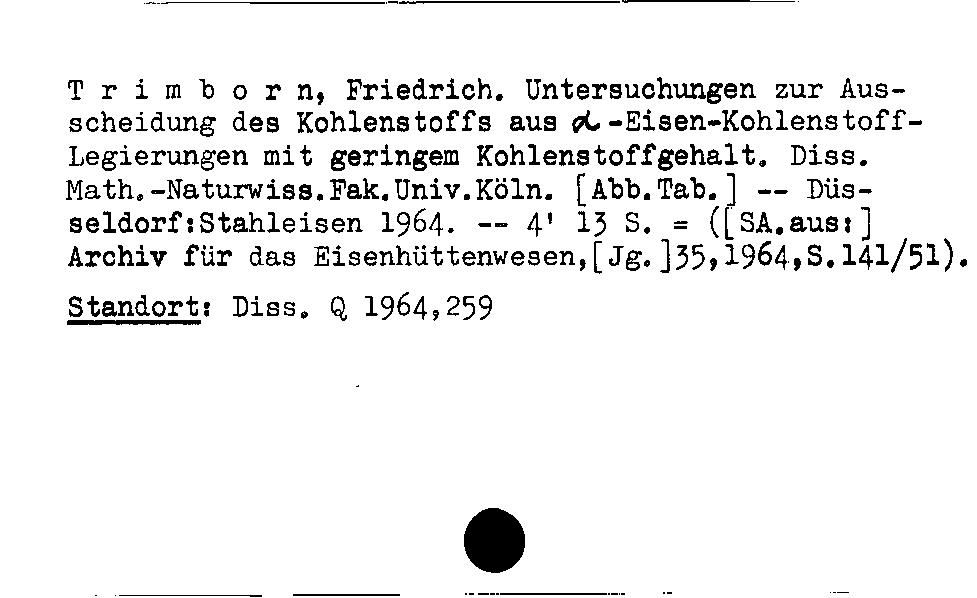 [Katalogkarte Dissertationenkatalog bis 1980]