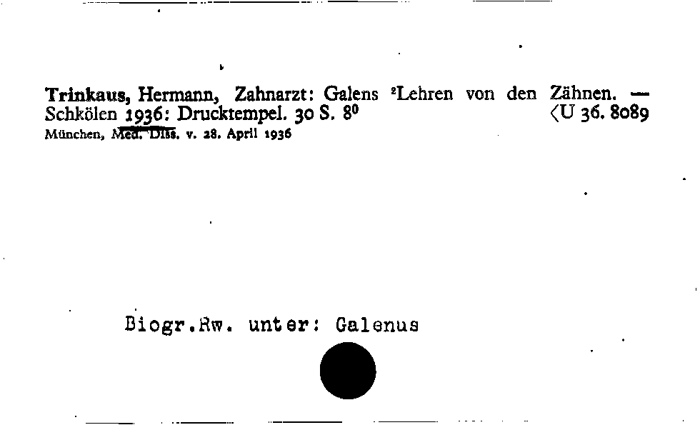 [Katalogkarte Dissertationenkatalog bis 1980]