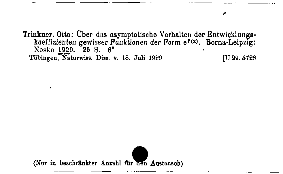 [Katalogkarte Dissertationenkatalog bis 1980]