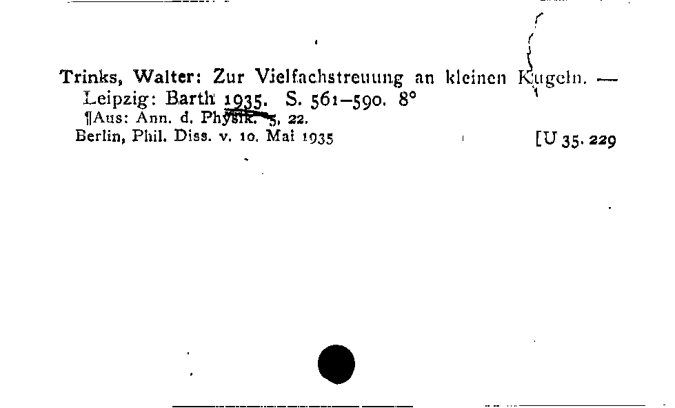 [Katalogkarte Dissertationenkatalog bis 1980]