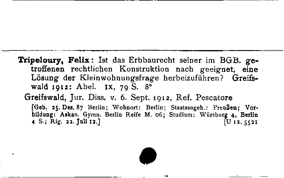 [Katalogkarte Dissertationenkatalog bis 1980]