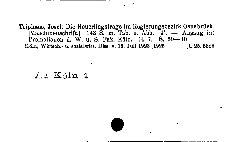 [Katalogkarte Dissertationenkatalog bis 1980]