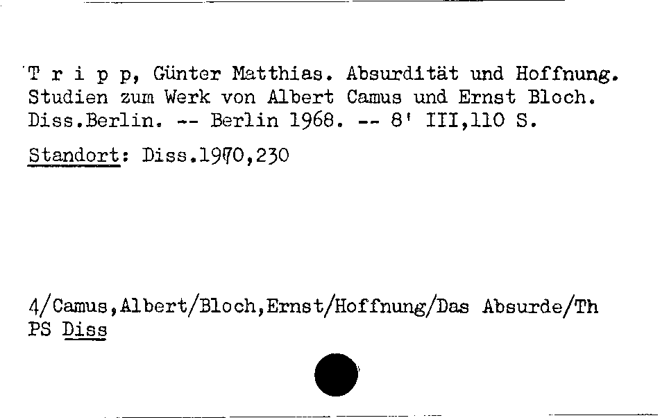 [Katalogkarte Dissertationenkatalog bis 1980]