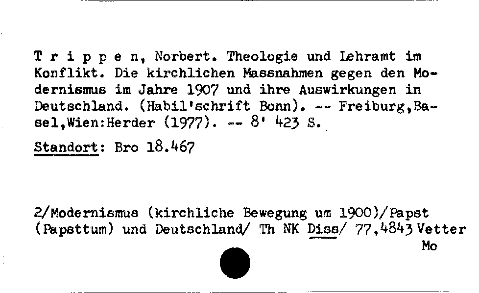 [Katalogkarte Dissertationenkatalog bis 1980]