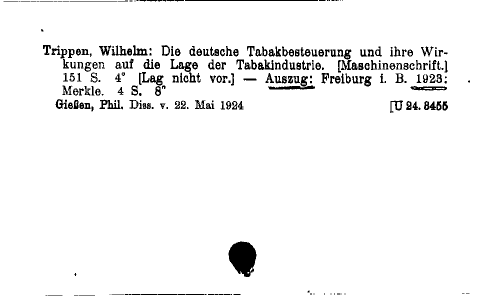 [Katalogkarte Dissertationenkatalog bis 1980]